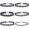 6Pcs 6 Styles Gothic Flower Lace Choker Necklaces for Women NJEW-SC0001-76-1