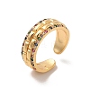 Brass Micro Pave Cubic Zirconia Open Cuff Rings RJEW-R146-14B-G-1