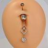 304 Stainless Steel Pave Clear Cubic Zirconia Curved Barbell Dangle Belly Rings FS-WG828D7-01-1