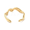 Vacuum Plating 304 Stainless Steel Wave Open Cuff Ring for Women RJEW-C040-02G-3