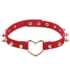 Adjustable Adjustable Gothic PU Leather Alloy Spike Rivet Heart Choker Necklaces for Women NJEW-WH20816-006P-C-1