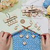 Oval Wooden Pendant Locking Stitch Markers and Frame HJEW-FG00009-3