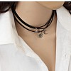 3Pcs 3 Styles Moon Star Sun Alloy Pendant Faux Suede Cord Multi-Strand Choker Necklaces for Women FS-WG071C8-01-4