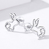 Anti-Tarnish Rhodium Plated 925 Sterling Silver Bunny Stud Earrings EJEW-FF0009-08P-1