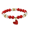 Valentine's Day Natural Dyed Mashan Jade Beaded Stretch Bracelets for Women X1-BJEW-TA00575-2
