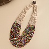 Bohemia Style Multi-strand Glass Seed Beaded Bib Necklaces for Women NJEW-G149-01C-1