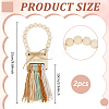 2Pcs Wood Beads & Cotton Tassels Hanging Ornaments HJEW-BC00086-2