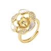 Flower Brass Shell & Cubic Zirconia Adjustable Ring Settings KK-K297-07G-1