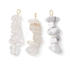 Gradient Color Natural Quartz Crystal & Natural Howlite & White Moonstone Chip Beaded Pendants PALLOY-JF02795-01-1