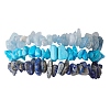 3Pcs Natural Aquamarine & Natural Lapis Lazuli & Synthetic Turquoise Chip Beaded Stretch Bracelet Sets BJEW-JB10861-1