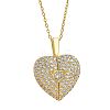 Valentine's Day Brass Micro Pave Clear Cubic Zirconia Heart Locket Pendant 304 Stainless Steel Cable Chain Necklaces for Women WG30B58-01-3