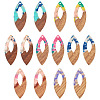 14Pcs 7 Colors Resin and Walnut Pendants FIND-TA0006-36A-3