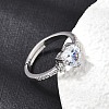 Brass Micro Pave Cubic Zirconia Cuff Open Rings CU-CBA5C10-09P-2