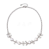 Flat Round Pearl with Bowknot Alloy Link Necklaces NJEW-JN04812-4