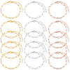15Pcs 3 Colors 304 Stainless Steel Paperclip Chain Bracelets BJEW-BBC0001-20-1