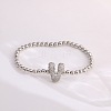 Brass Micro Pave Clear Cubic Zirconia Beaded Stretch Bracelets for Women FS-WG5260F-21-1