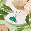 Natural Malaysia Jade Dyed Shamrock Pendant Necklace NJEW-JN05023-02-2