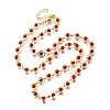 Brass & Red Faceted Glass Heart Link Chain Necklaces for Women NJEW-D314-05G-4