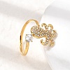 304 Stainless Steel Micro Pave Cubic Zirconia Cuff Open Rings RJEW-Z130-01G-02-2
