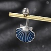 Alloy Enamel Shell Shaped Curved Barbell Belly Rings AJEW-R007-02P-1