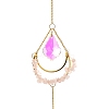 Natural Rose Quartz Chips & Agate Slice Suncatcher AJEW-C048-01A-2
