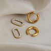 304 Stainless Steel Rhinestone Hoop Dangle Earrings for Women UW7347-4