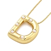 Brass & Plastic Pearl Letter Pendant Box Chain Necklaces for Women NJEW-U017-01G-04-2