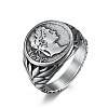 Caesar Pattern 304 Stainless Steel Finger Rings FS-WG94254-02-1