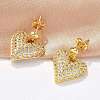 Brass Micro Pave Clear Cubic Zirconia Dangle Stud Earrings EJEW-F359-02G-5