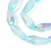 AB Color Plated Transparent Glass Teardrop Beads Strands EGLA-T029-08C-3