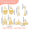 8Pcs 4 Styles Brass Pendants KK-BBC0023-02B-2