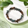 Natural Tiger Eye & African Turquoise(Jasper) Chip Beaded Stretch Bracelets BJEW-JB10776-01-2