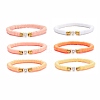 6Pcs 6 Color Handmade Polymer Clay Heishi Surfer Stretch Bracelets Set BJEW-JB07750-1