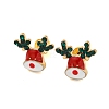 Christmas Alloy Emerald Rhinestone Stud Earrings for Women EJEW-M256-01C-G-1