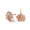 Brass Clear Cubic Zirconia Stud Earring Findings EJEW-E257-03RG-2