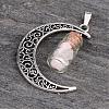 Column Glass Bottle with Rose Quartz inside Pendants PALLOY-JF00170-02-1