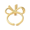 Bowknot Brass Finger Open Cuff Rings for Women RJEW-A048-28G-3