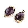 Natural Amethyst Faceted Teardrop Connector Charms G-B081-03G-05-2