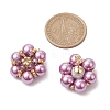 Glass Seed Beads Flower Stud Earrings EJEW-MZ00349-02-3