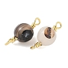 Dyed Natural Agate Faceted Round Connector Charms KK-C097-04G-05-2
