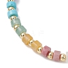 Natural Green Aventurine & Rose Quartz & Howlite & White Jade & Yellow Aventurine & Synthetic Blue Lace Agate & Brass Beads Stretch Bracelets for Women BJEW-JB13334-03-3