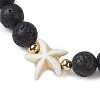 Round Natural Lava Rock Beaded Stretch Bracelets BJEW-JB10276-03-2