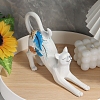 Resin Stretching Cat Figurines Statues for Home Office Desktop Ornaments PW-WG26F61-01-3