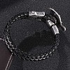 Genuine Leather Wrap Wide Cord Bracelet with Stainless Steel Toggle Clasps PW-WG1D7B5-01-2