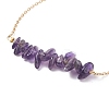 Natural Amethyst Chips Beaded Anklets Set with 304 Stainless Steel Cable Chains AJEW-AN00481-03-5