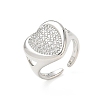 Brass Micro Pave Cubic Zirconia Cuff Open Rings for Women CU-CBA760A-13C-P-4