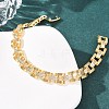 Rectangle Brass Micro Pave Clear Cubic Zirconia Link Chain Bracelets for Women BJEW-F530-04G-5