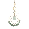 Natural Green Aventurine  Chip Beaded Hanging Suncatchers HJEW-TA00288-01-1