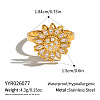 304 Stainless Steel Micro Pave Cubic Zirconia Cuff Open Rings for Women IO3458-1-1
