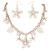 Handmade Reed Cane/Rattan Woven Dangle Earrings & Iron Rolo Chain Bracelets Jewelry Sets SJEW-WR0001-01-1
